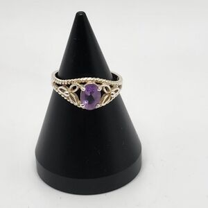 925 Sterling Silver Amethyst Gemstone Ring.  Size 6. Avon